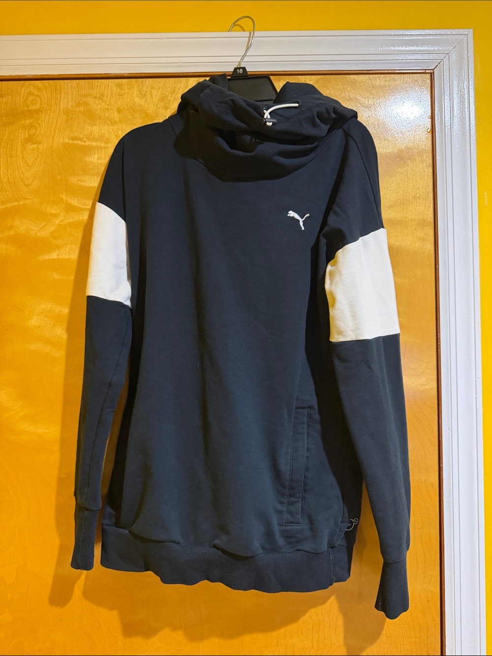 Puma Black Hoodie with White Sleeve Blocks